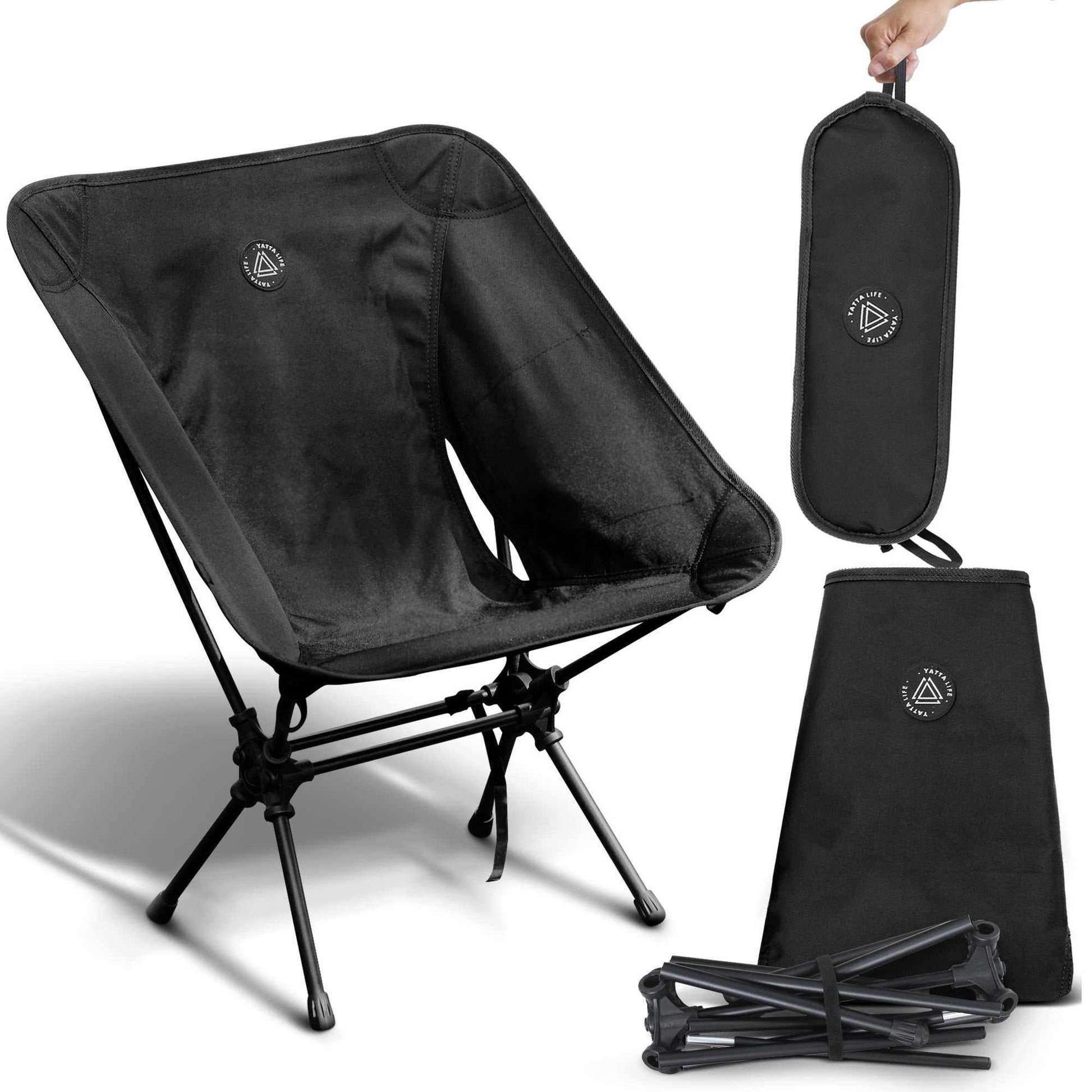 Low Back Ultralight Folding Camping Chairs with Storage Pouch - Army Green