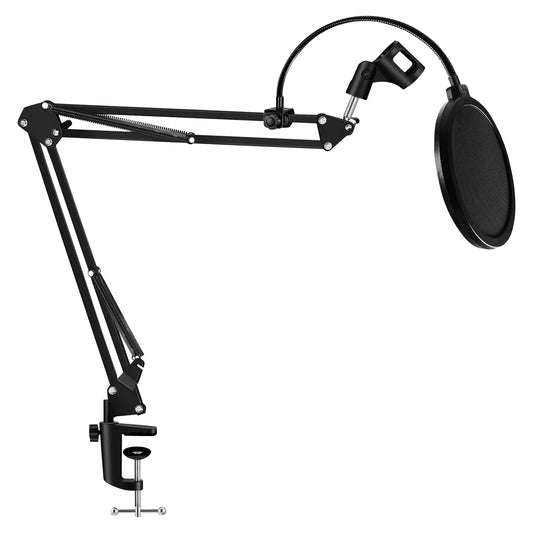 5Core Microphone Arm Stand Desk Suspension Boom Scissor Desktop Mic Holder W Pop Filter